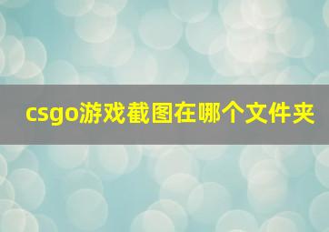 csgo游戏截图在哪个文件夹