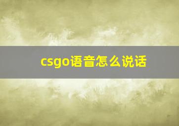 csgo语音怎么说话