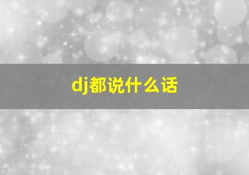 dj都说什么话