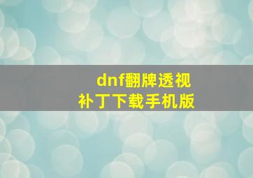 dnf翻牌透视补丁下载手机版