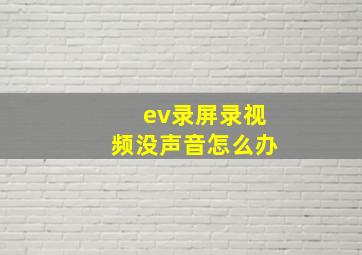 ev录屏录视频没声音怎么办