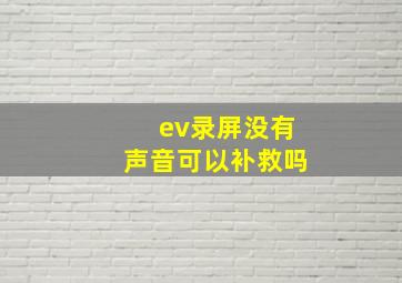 ev录屏没有声音可以补救吗