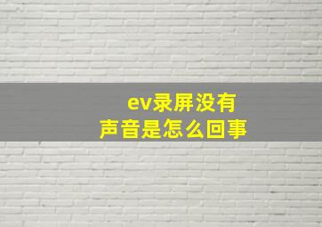 ev录屏没有声音是怎么回事