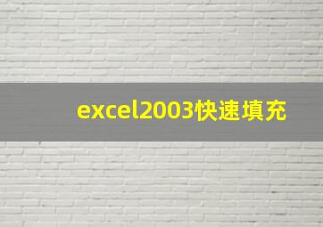 excel2003快速填充