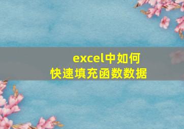 excel中如何快速填充函数数据