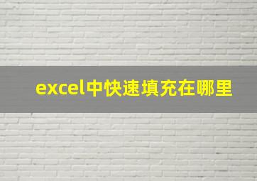 excel中快速填充在哪里