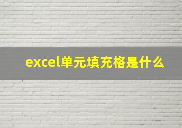 excel单元填充格是什么