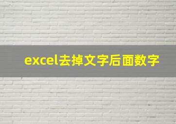 excel去掉文字后面数字