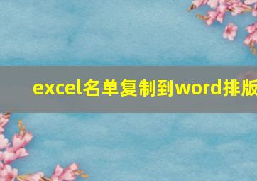 excel名单复制到word排版