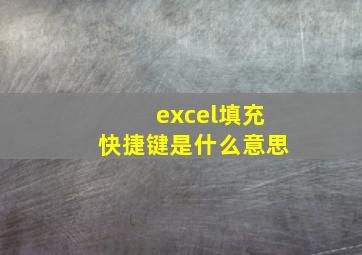 excel填充快捷键是什么意思