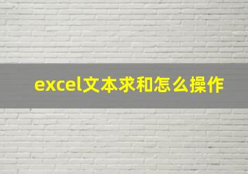 excel文本求和怎么操作