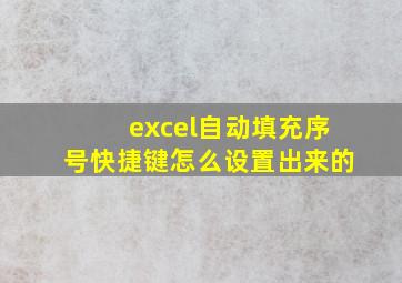 excel自动填充序号快捷键怎么设置出来的