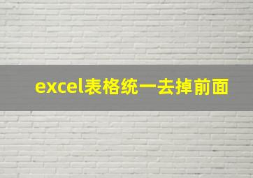 excel表格统一去掉前面