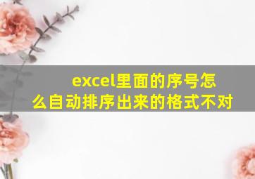 excel里面的序号怎么自动排序出来的格式不对