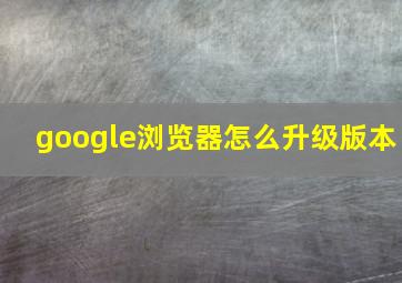 google浏览器怎么升级版本