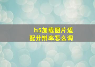 h5加载图片适配分辨率怎么调