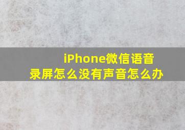 iPhone微信语音录屏怎么没有声音怎么办