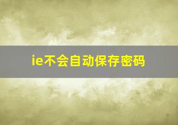 ie不会自动保存密码