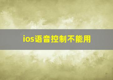 ios语音控制不能用