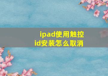 ipad使用触控id安装怎么取消