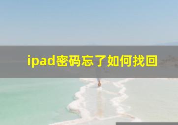 ipad密码忘了如何找回