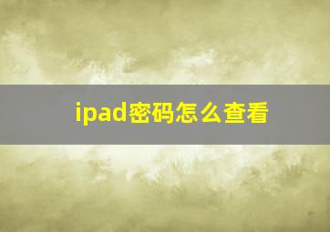 ipad密码怎么查看