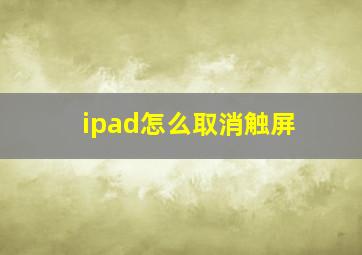 ipad怎么取消触屏