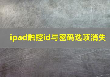 ipad触控id与密码选项消失