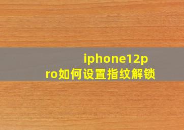 iphone12pro如何设置指纹解锁