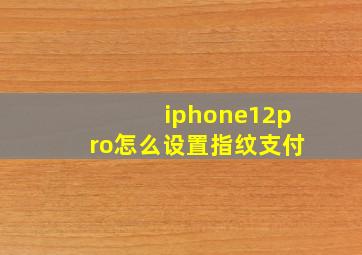 iphone12pro怎么设置指纹支付