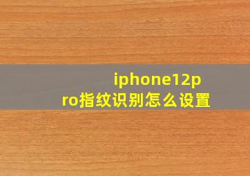 iphone12pro指纹识别怎么设置