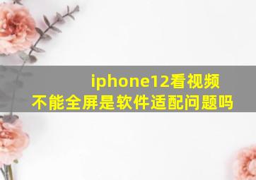 iphone12看视频不能全屏是软件适配问题吗