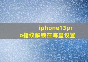 iphone13pro指纹解锁在哪里设置