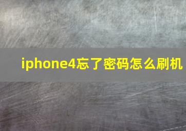 iphone4忘了密码怎么刷机