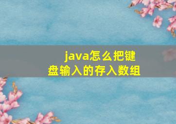 java怎么把键盘输入的存入数组