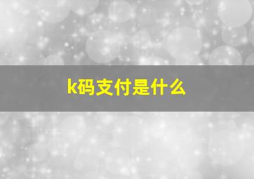 k码支付是什么