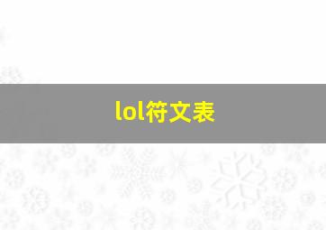 lol符文表