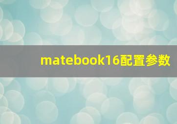 matebook16配置参数