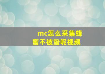 mc怎么采集蜂蜜不被蛰呢视频