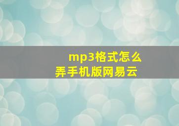 mp3格式怎么弄手机版网易云