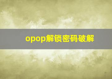 opop解锁密码破解