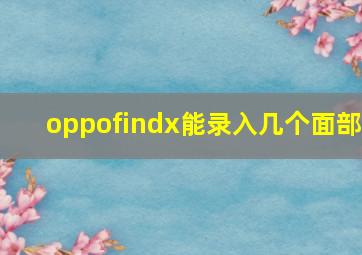 oppofindx能录入几个面部