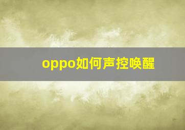 oppo如何声控唤醒