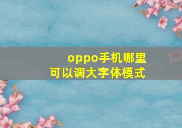 oppo手机哪里可以调大字体模式