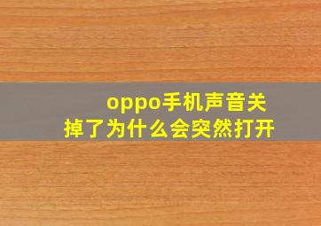 oppo手机声音关掉了为什么会突然打开