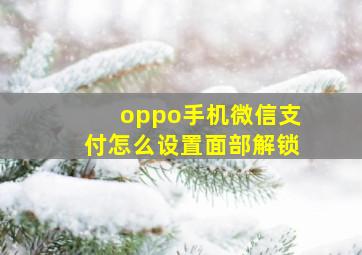 oppo手机微信支付怎么设置面部解锁