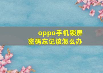 oppo手机锁屏密码忘记该怎么办