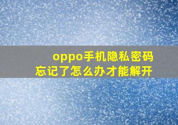 oppo手机隐私密码忘记了怎么办才能解开