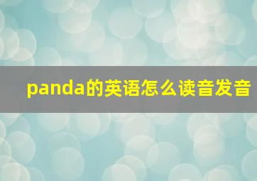 panda的英语怎么读音发音