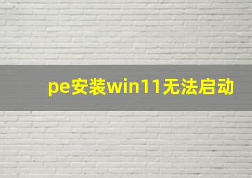 pe安装win11无法启动